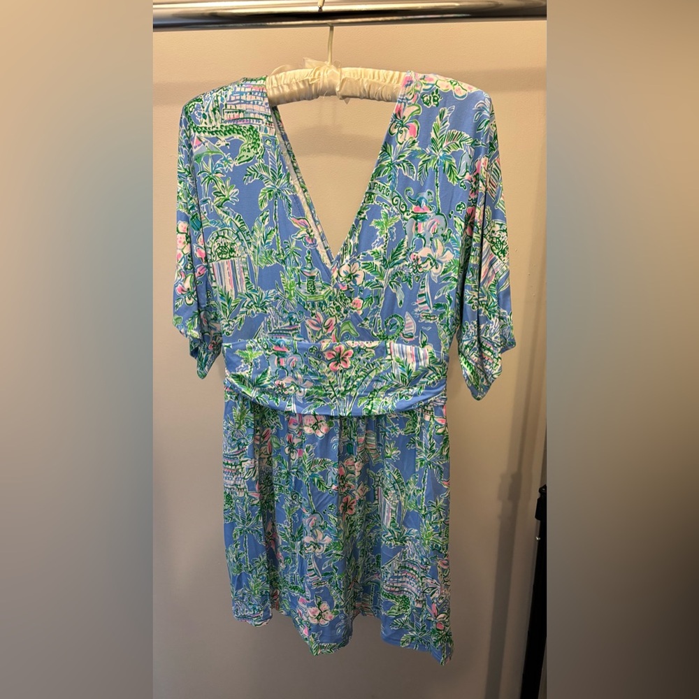 Lilly Pulitzer Blue and Green Floral Romper - Picture 4 of 5
